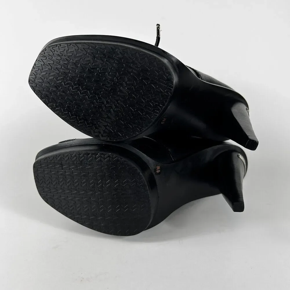 Michael Kors Women's Size 6M Black Leather Peep Toe Lace Up Booties Heels Shoe - Picture 8 of 9